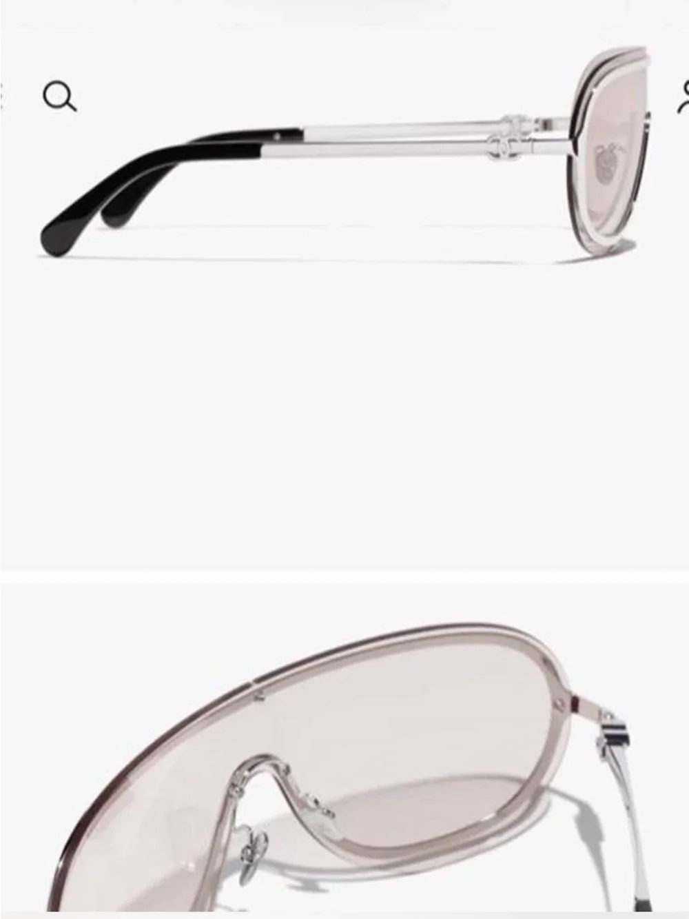 CHANEL Silver Frame Sunglasses with Pink Lenses